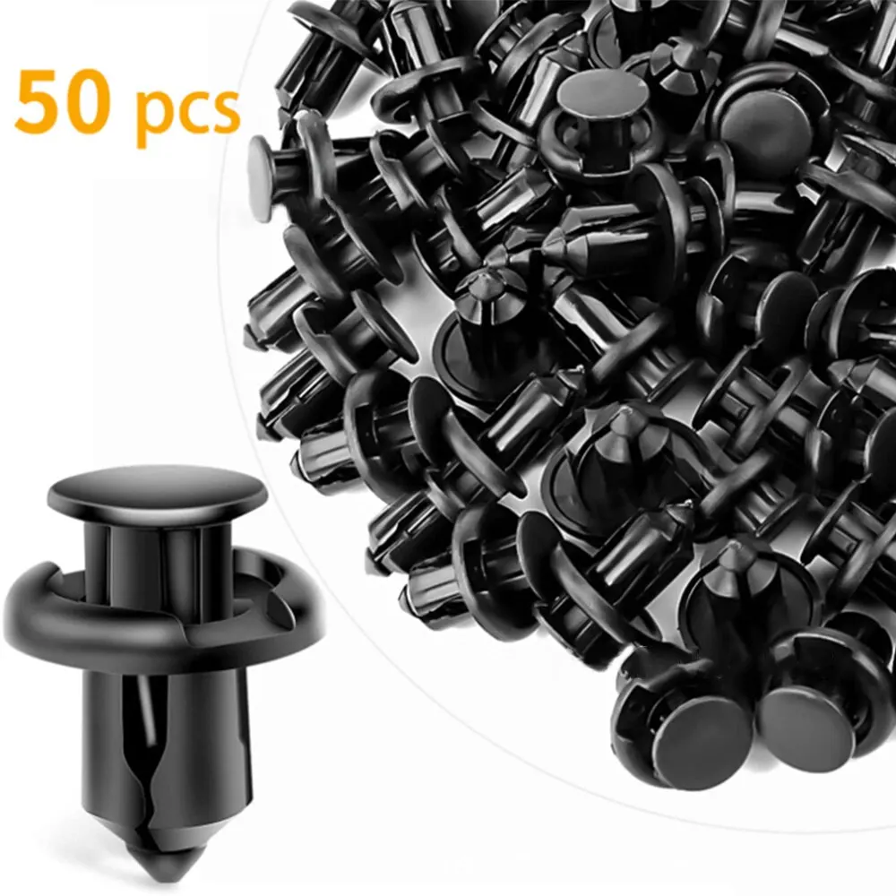 50 Pcs ABS Plastic Expansion Rivet Nut Buckle Clip Rivet Fastener Black Auto Parts Repair Tool