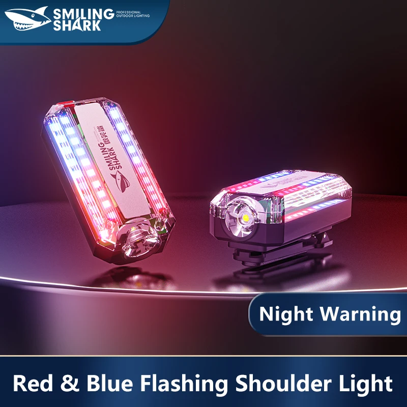 Smiling Shark JD007 Red Blue Strobe Light Police Light Warning Lights Usb Rechargeable Flashlight