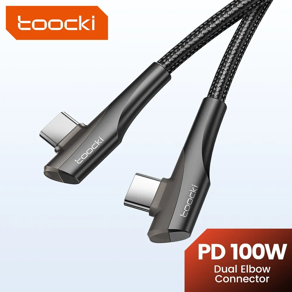 Toocki PD 60W 100W USB Type C Cable 90 Degree Dual Elbow Data Cord For iPhone 15 Xiaomi Samsung S23
