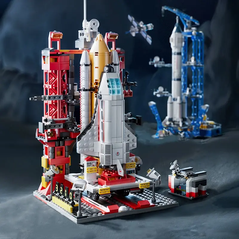 Launch Center Lunar Lander Model Building Blocks Spaceship Spaceport Figure Shuttle Rocket Bricks
