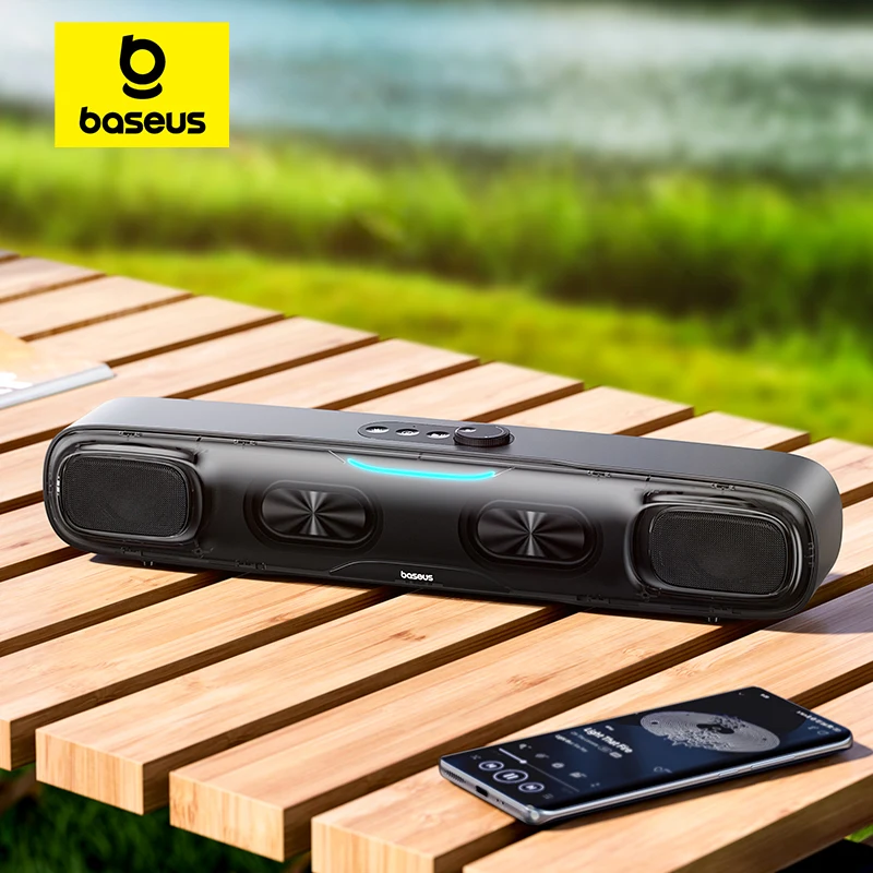 Baseus-DS10 Desk Mini Soundbar Speaker  Bluetooth 5.3  Áudio de Modo Triplo  Paisagem Sonora 3D