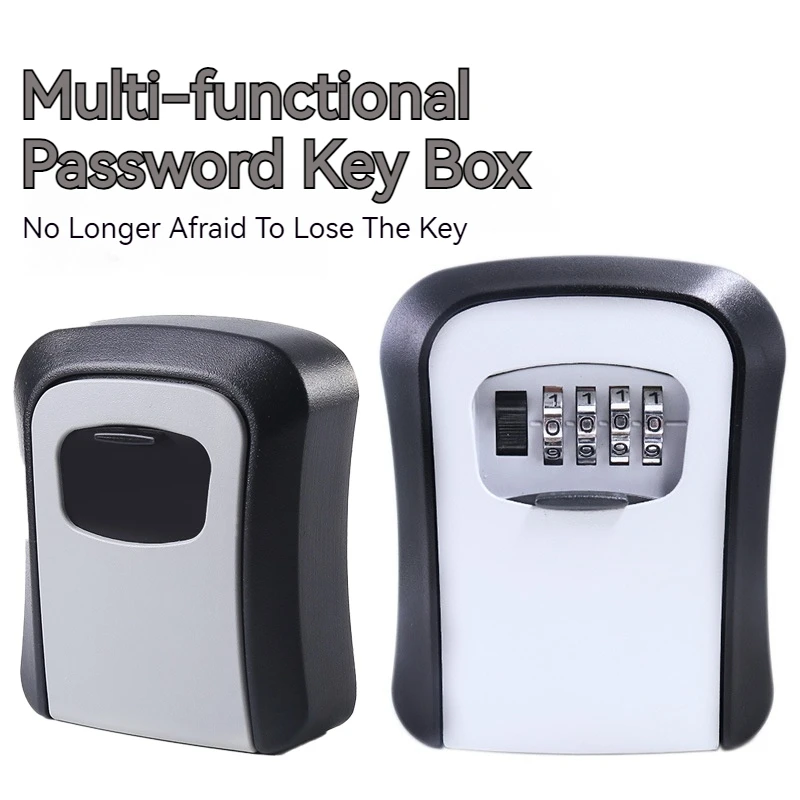 Wall Mount Key Lock Box 4 Digit Password Code Security Lock No Key for Home Office Key Safe Secret