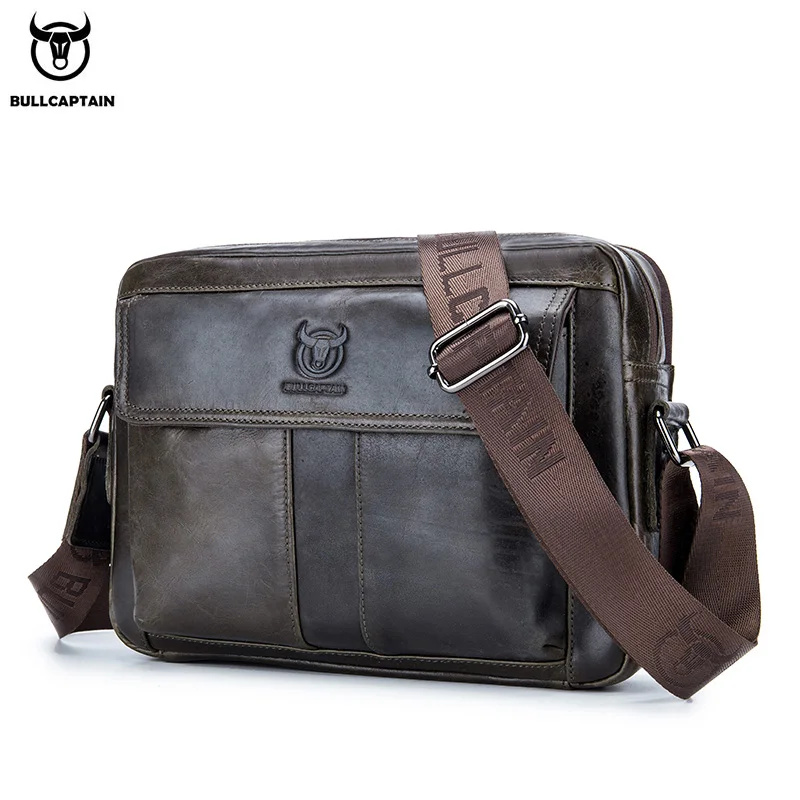 BULLCAPTAIN Genuine Leather Men's Crossbody Bag Large Capacity Casual Multifunctional Handbag A