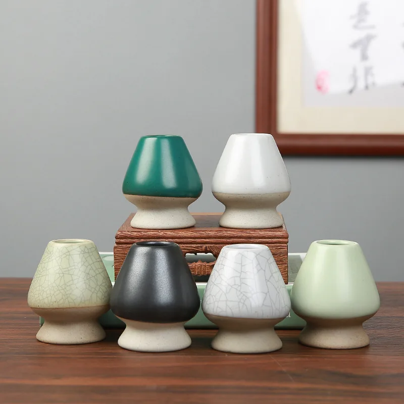 Japanese Ceramic Matcha Green Tea Chasen Holder Stand Bowl Bamboo Whisk Grinder Brushes Tea Tools