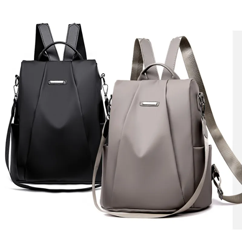 New Women's Multifunction Backpack Casual Nylon Solid Color School Bag  For Girls Fashion Detachable