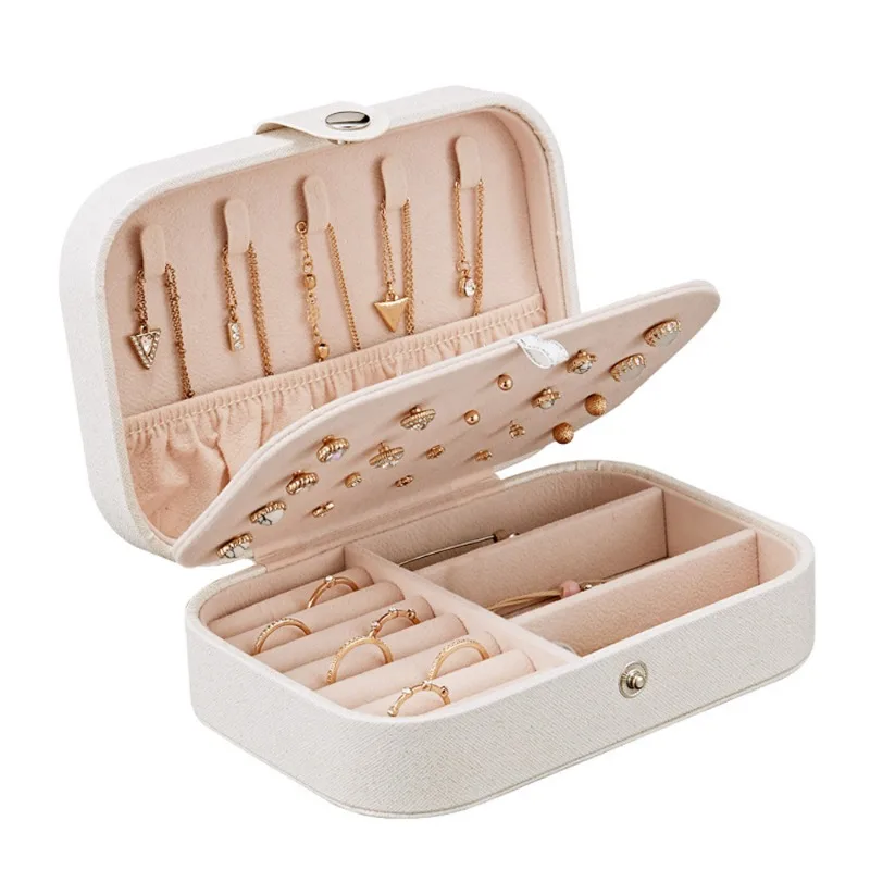 2023 Portable Jewelry Box Jewelry Organizer Display Travel Jewelry Case Boxes Button Leather Storage