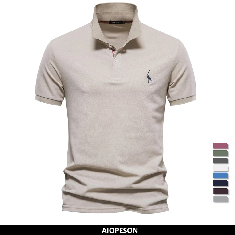 AIOPESON Brand Men's Polo Shirts Cotton Polo Shirts for Men Short Sleeve High Quantity Solid Polo