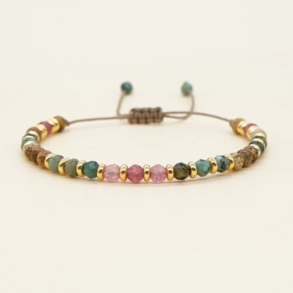 Go2Boho 2023 New Natural Stone Bracelet Fashion Vintage Jewelry Gold Color Spacer Beaded Bracelets