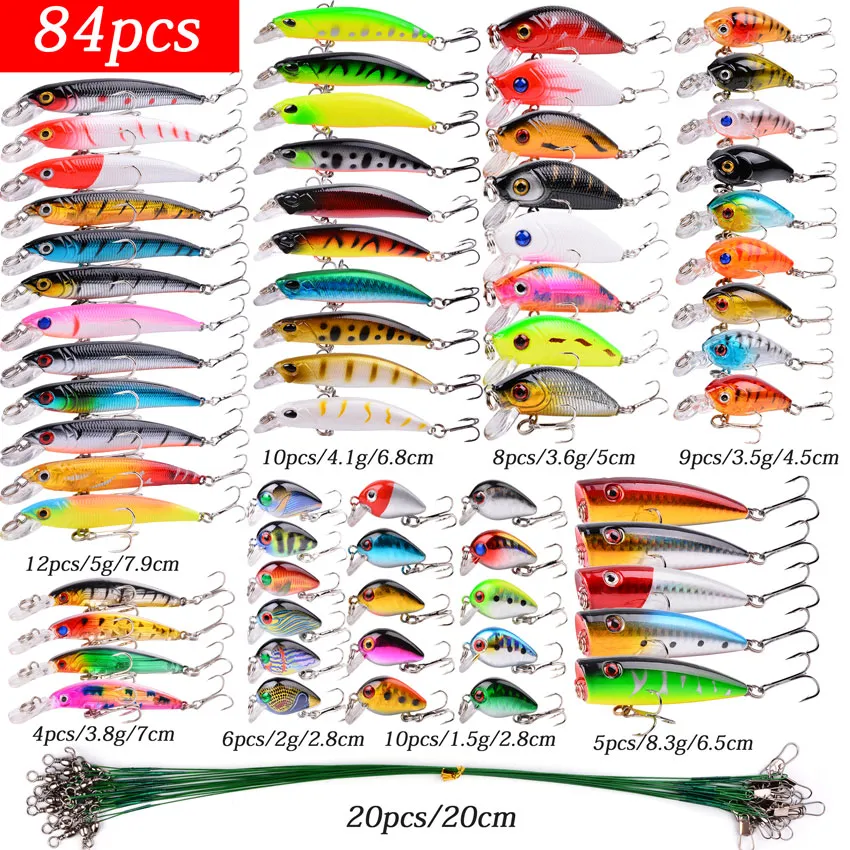 Mixed Fishing Lure Kits Crankbait Minnow Popper Lure Bass Baits wobbler Set Lifelike Fake Fishing