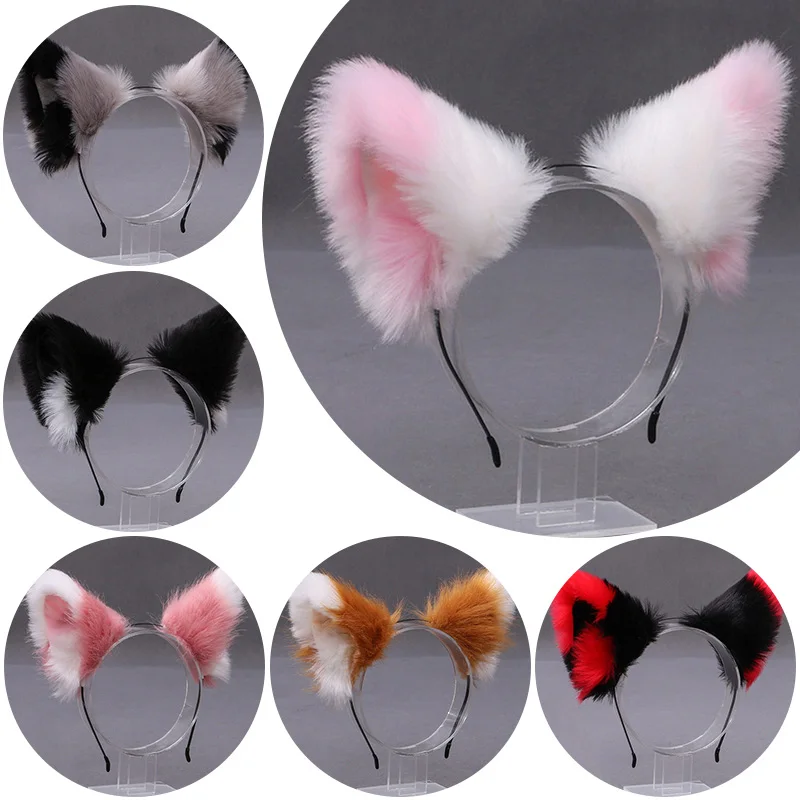 Fox Cat Ear Plush Hair Hoops Cosplay Fluffy Plush Hairband Headband Women Girl Masquerade Party