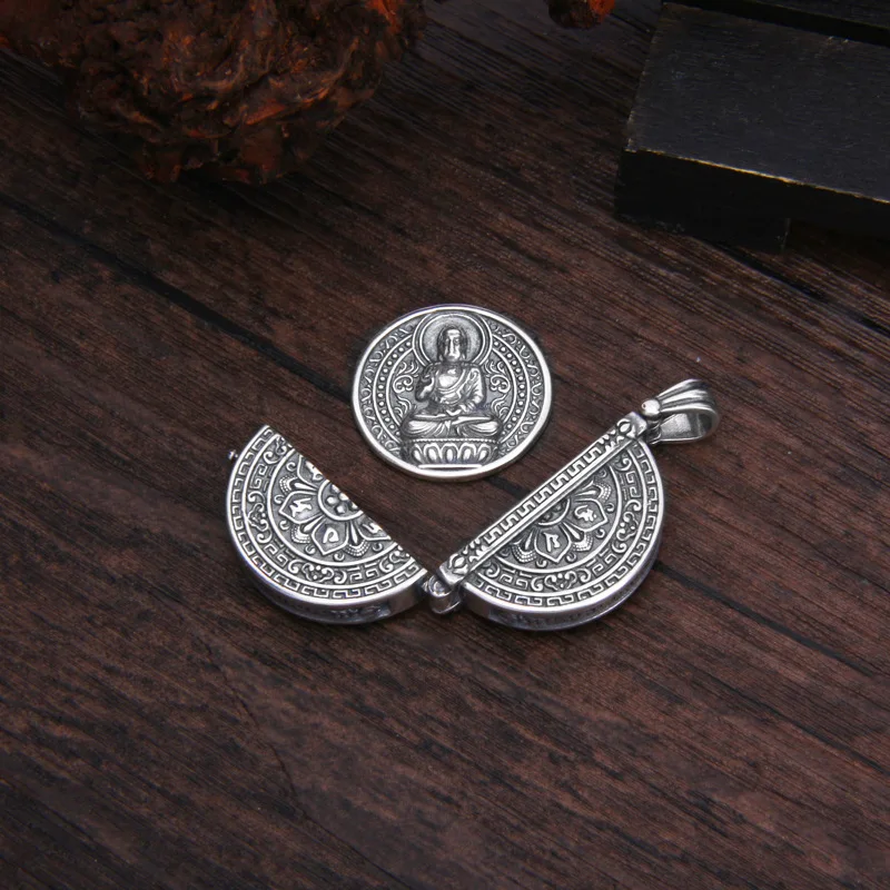 Vintage Mantra Gawu Box Necklace Buddhist Buddha Amulet Necklace Good Lucky Jewelry Aromatherapy