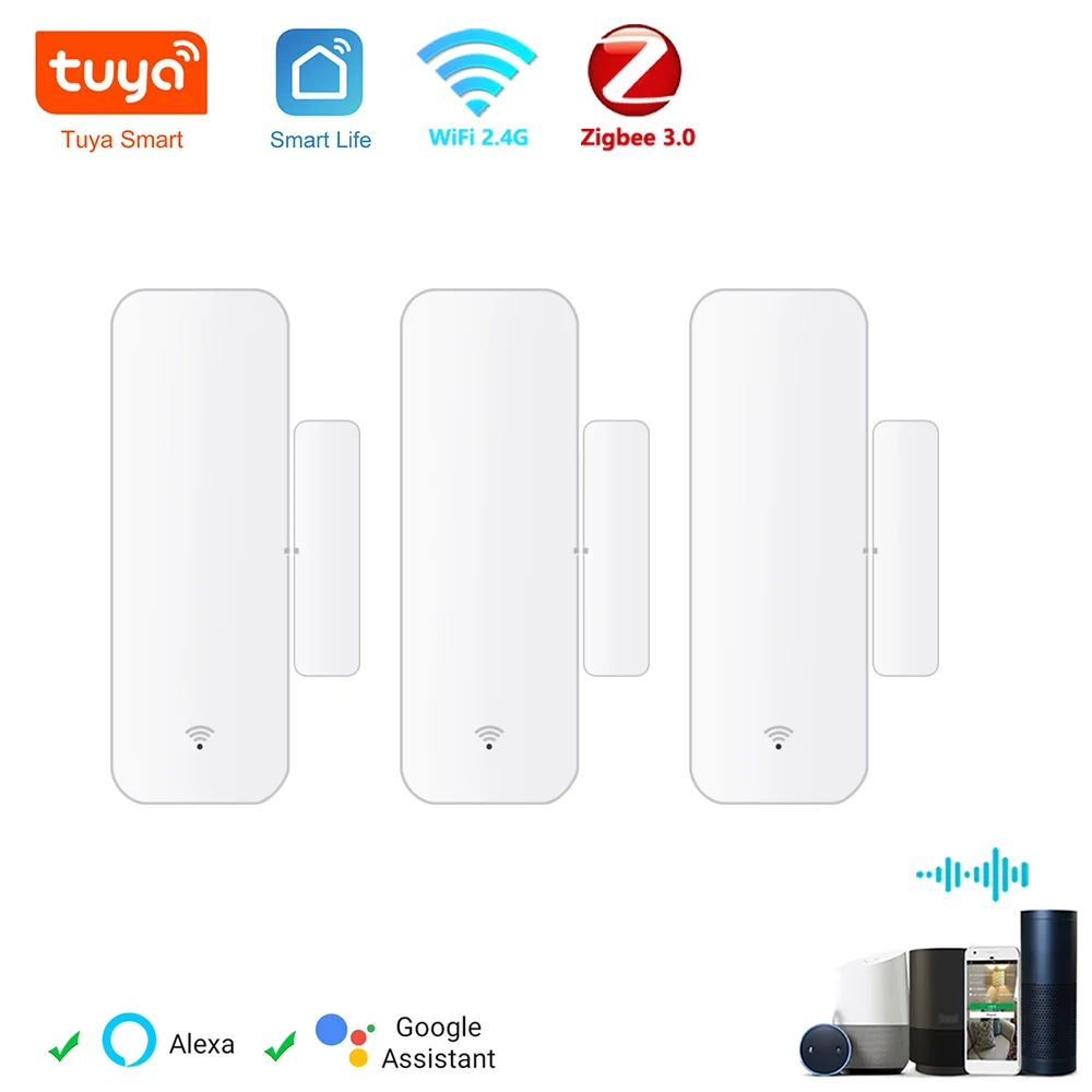 Tuya WiFi Zigbee Door Sensor Contact Sensor Open Closed Detector Smart Home Alarm Security