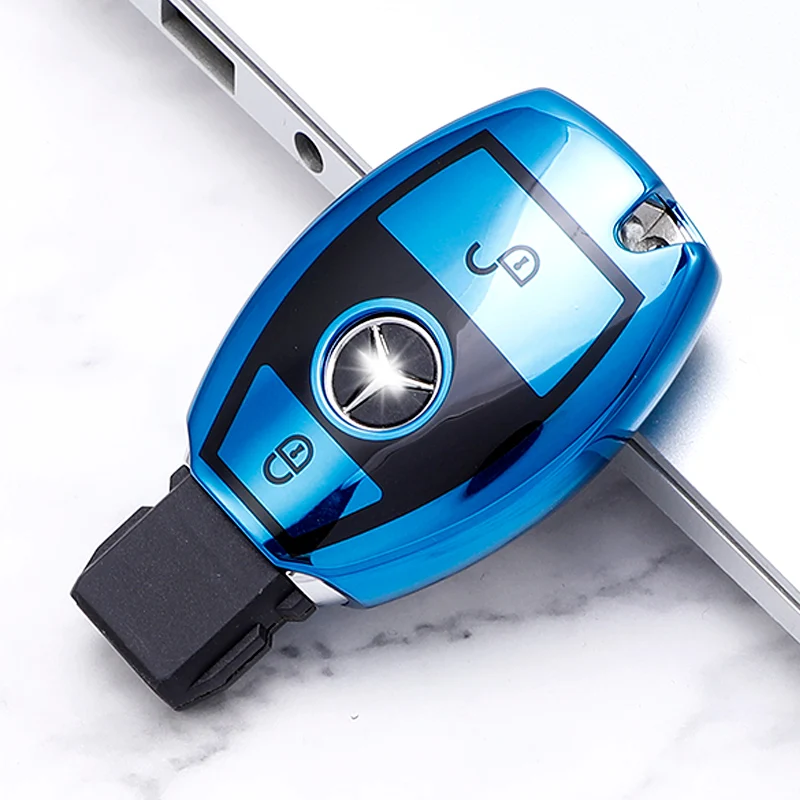 2 Buttons Soft TPU Car Key Case Cover Shell for Mercedes Benz W203 W204 W212 C180 GLK300 CLS CLK CLA