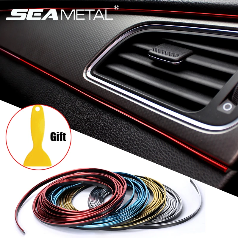 SEAMETAL Interior Car Moulding Trim Strips DIY Flexible Anti Scratch Lines 5m Decoration Strip