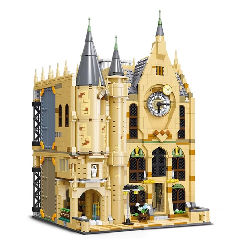 Creative 2in1 Hogwarts Castle Magic College Building Blocks Belfry Architecture Bell Tower Bricks