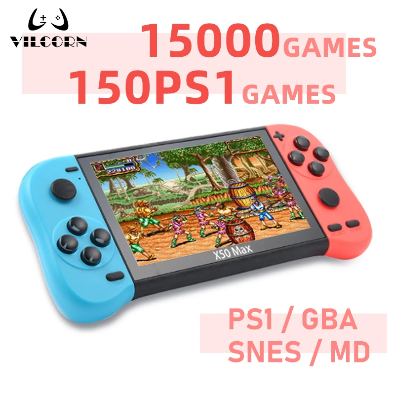 VILCORN X50 MAX Handheld Game Console for PS1 Retro Games Kids Video Game Player for GBA/SNES