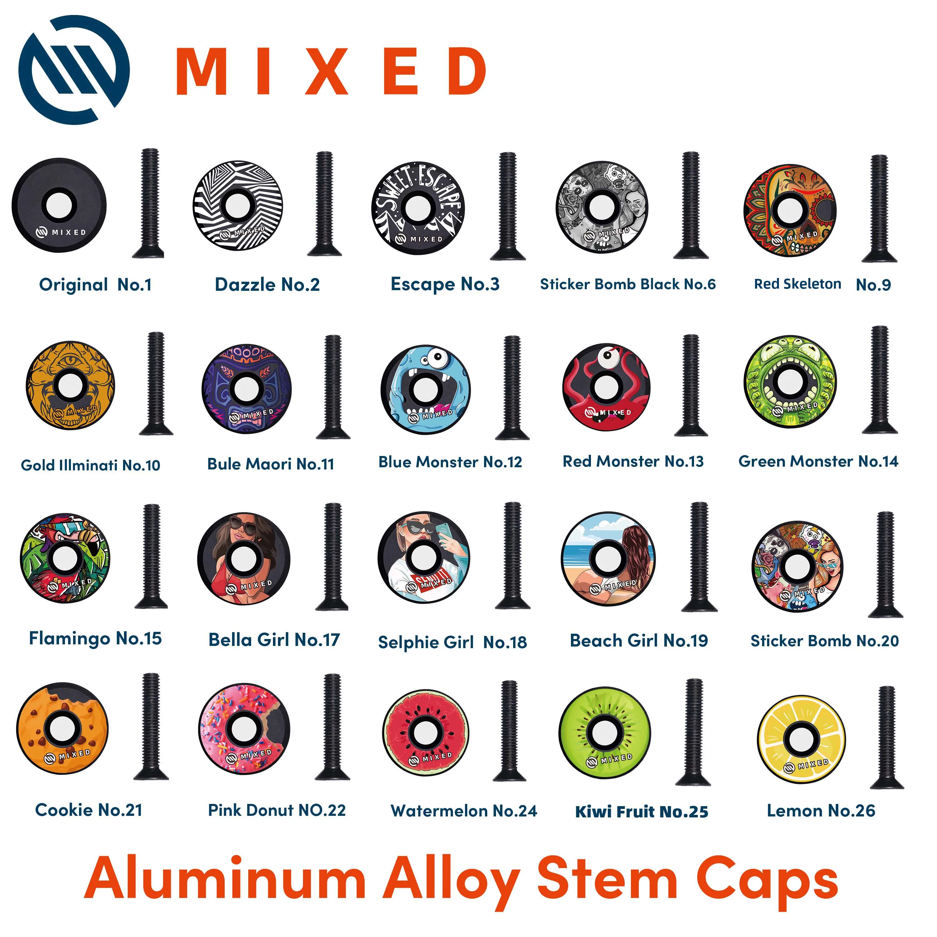 MIXED 32mm Headset Stem Caps Pack Light Aluminum Alloy with Screws for MTB Bike Road Mountain