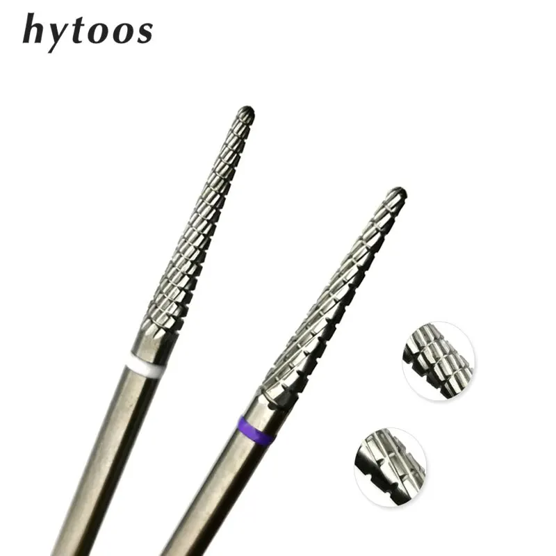 HYTOOS Carbide Cuticle Clean Nail Bit Cone Nail Drill Bits Electric Grinding Burr Manicure Drills