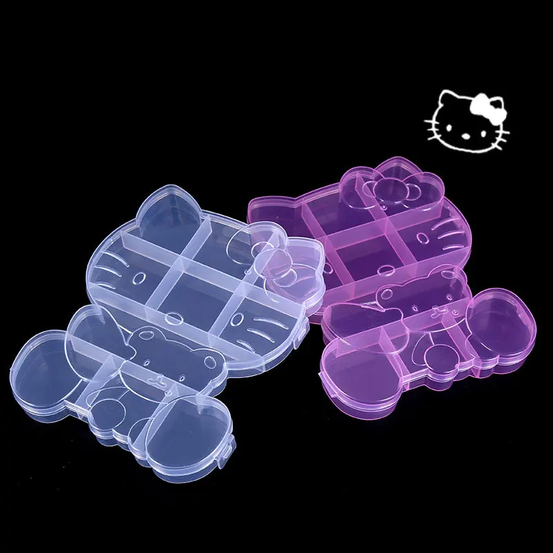 Sanrio Hello Kitty Plastic Jewelry Storage Box For Necklace Earring Pills Organizer Nail Beads