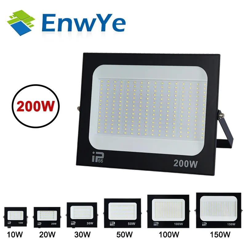 LED Flood Light Spotlight AC220V 100W 200W IP66 Waterproof LED Black Shell Garden Street Gate Wall