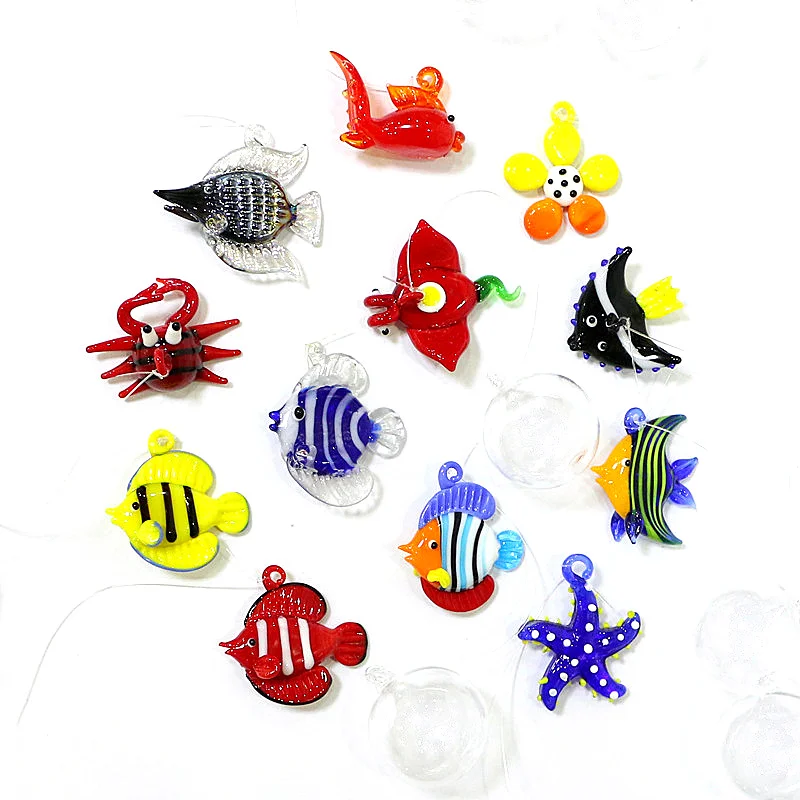 Aquarium Decor Floating Marine Animal Mini Figurine Pendant Cute Glass Ocean Fish Starfish Sea Star