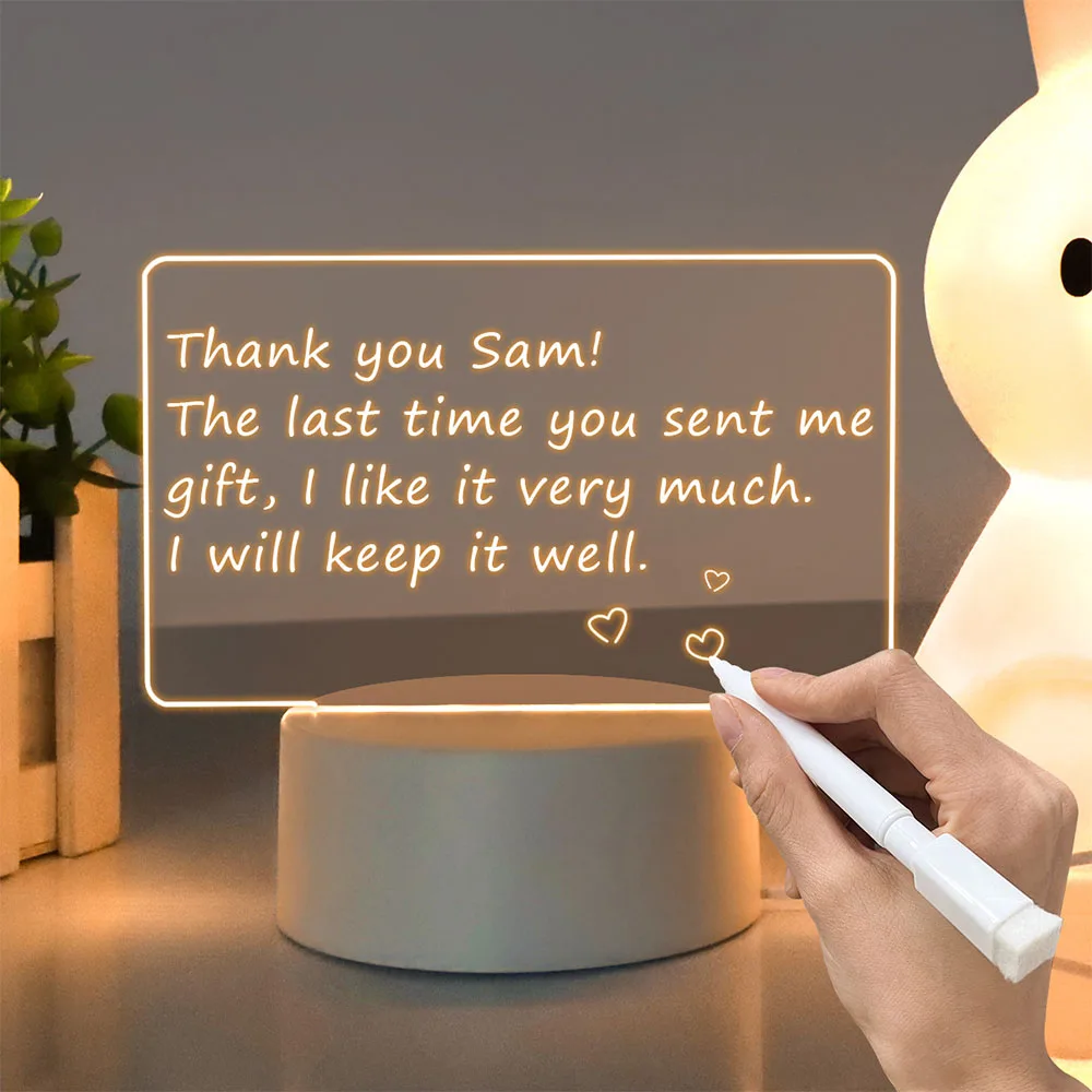 Creative LED Note Board Night Light USB Rewritable Message Board Warm Soft Light For Children