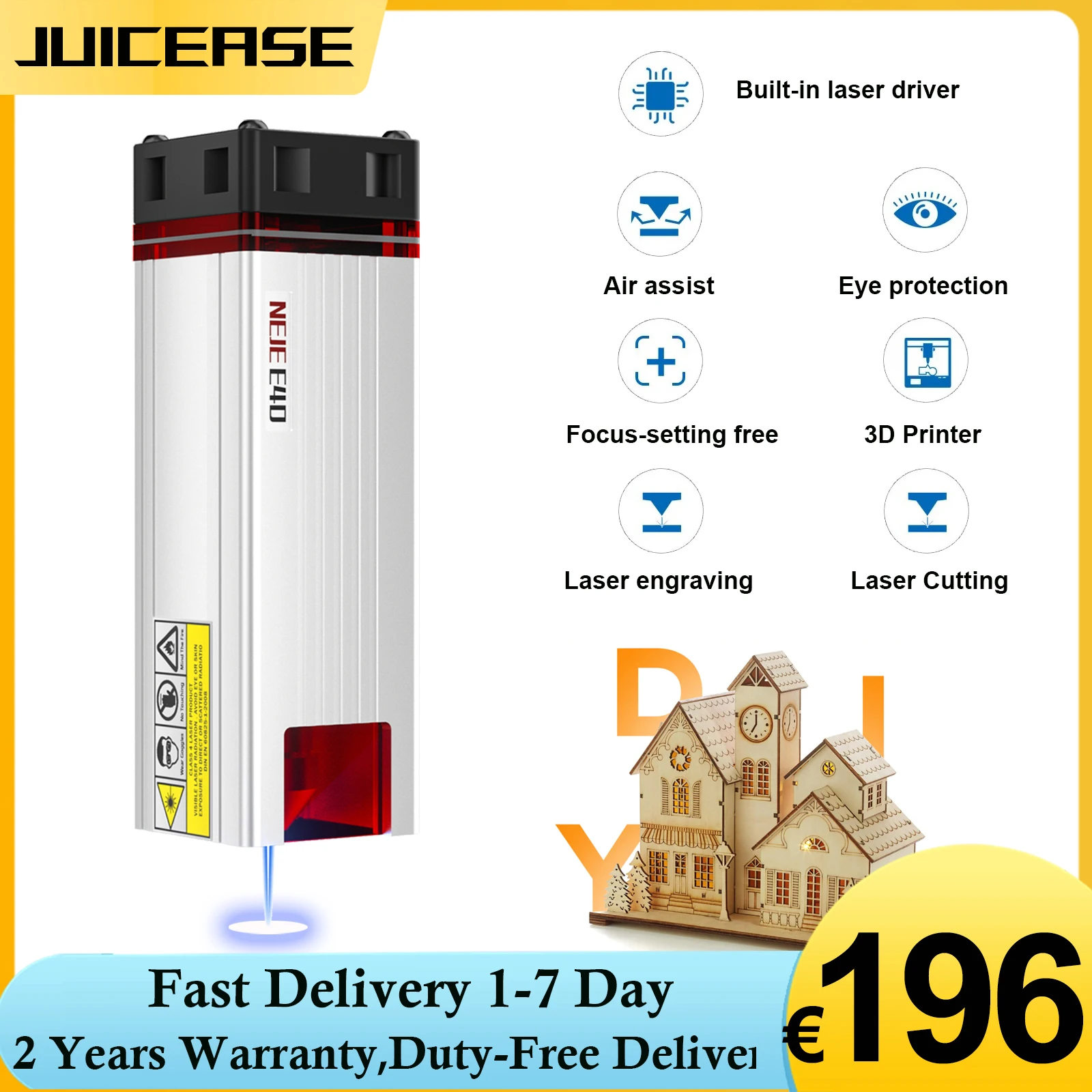 Juice ease e40 Laser modul 80w mit Air Assist Laser modul mit festem Fokus für CNC-Laser gravur und