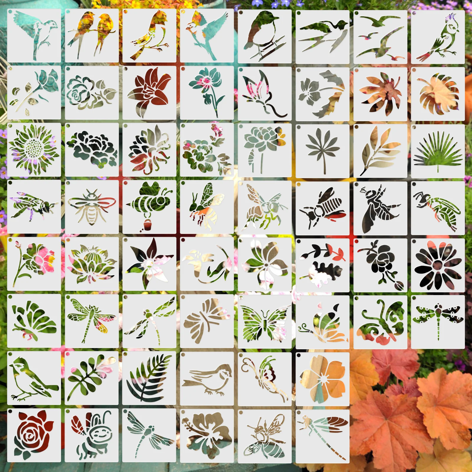 60Pcs Painting Stencils on Wood Canvas Reusable Stencil Art Template Assorted Drawing Templates