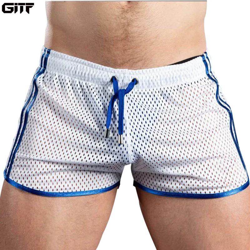 GITF New Gym Mens Sport Running Shorts Quick Dry grid Workout Short Pants GYM Wear Men Soccer Tennis