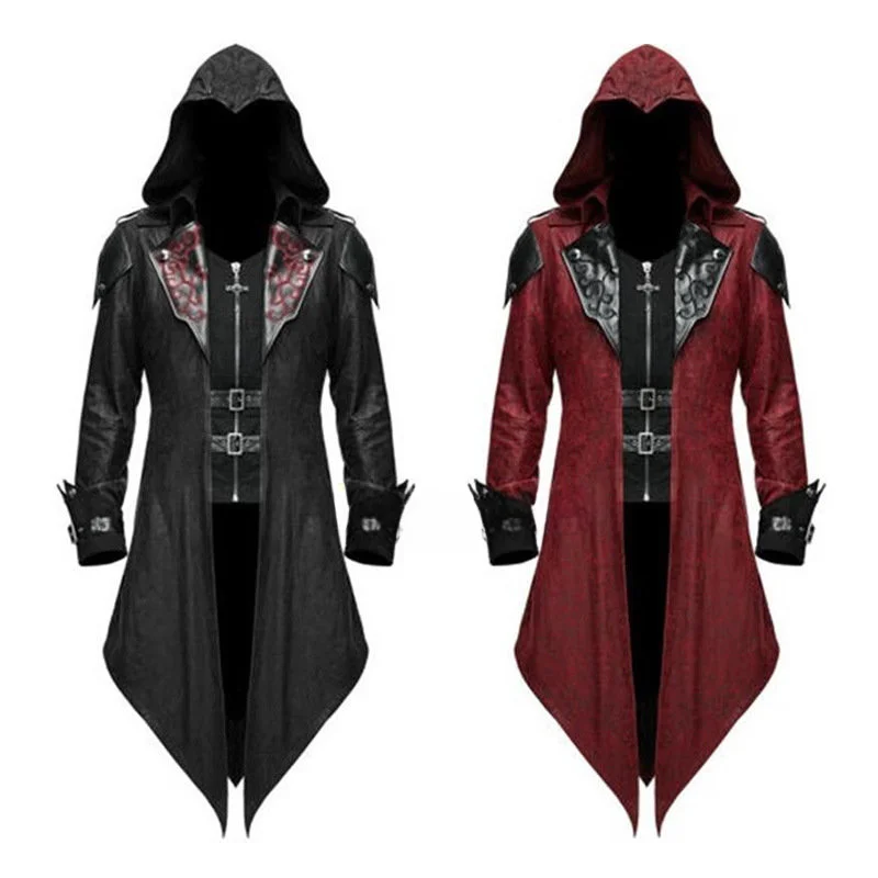 2 Color Assassin Cosplay Medieval Man Streetwear Hooded Jackets Outwear Costume Edward Assassins