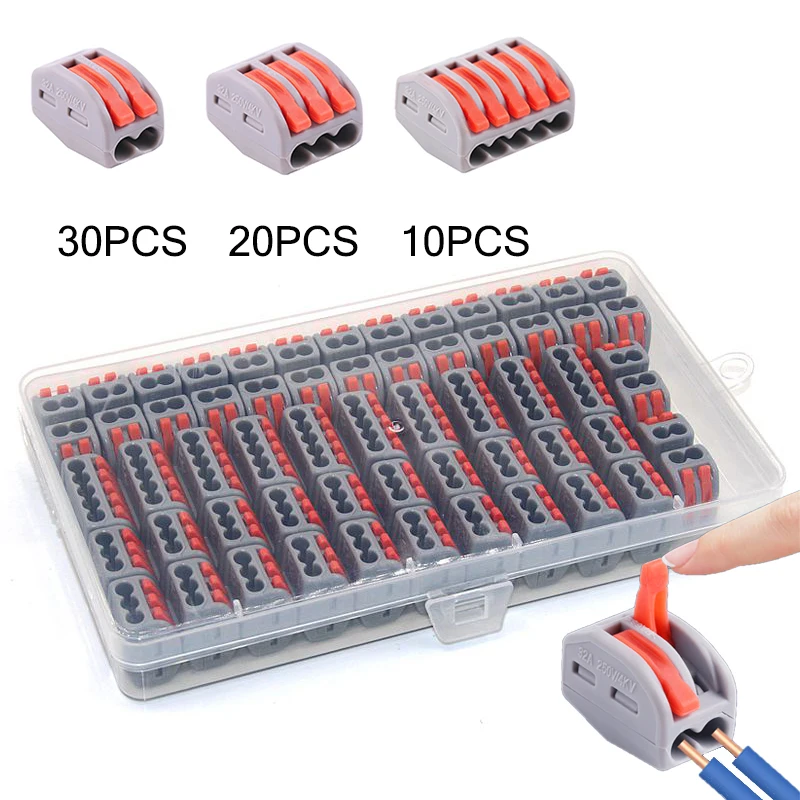 10/60 pcs Wire Connector 2 3 5 Pin Electric Cable Led Strip Connectors Mini Cage Spring Universal