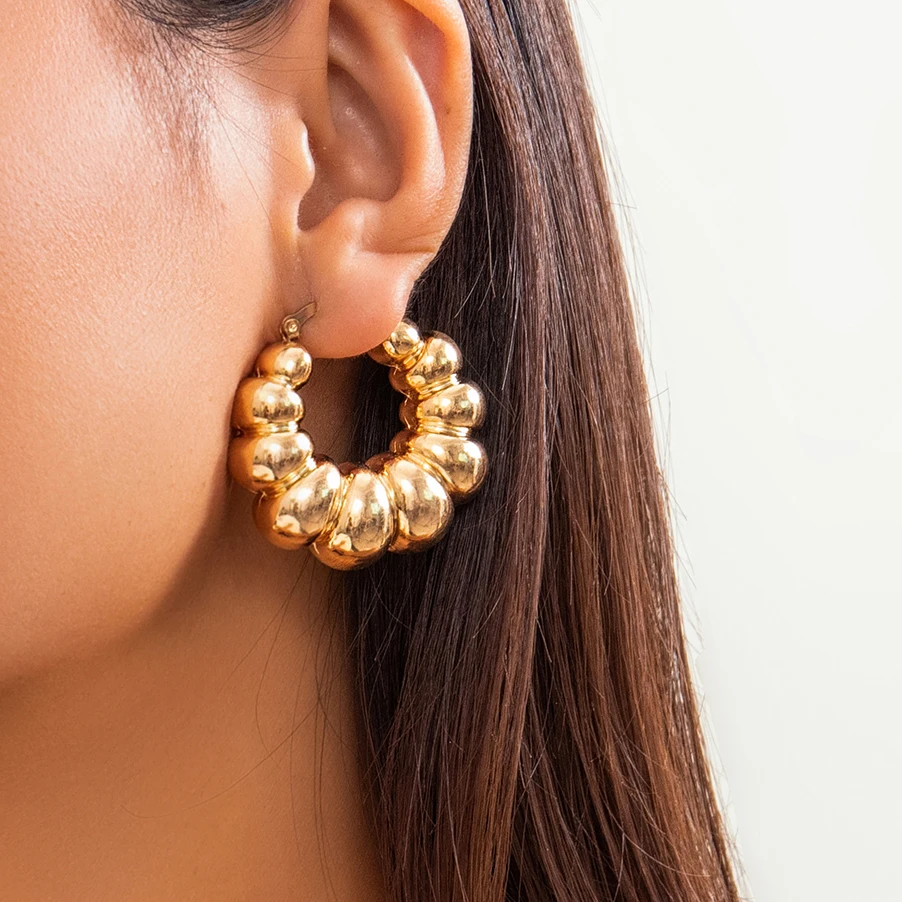High Quality Vintage Punk Geometric Circle Hoop Earrings for Women Trendy Goth Exquisite C Shape