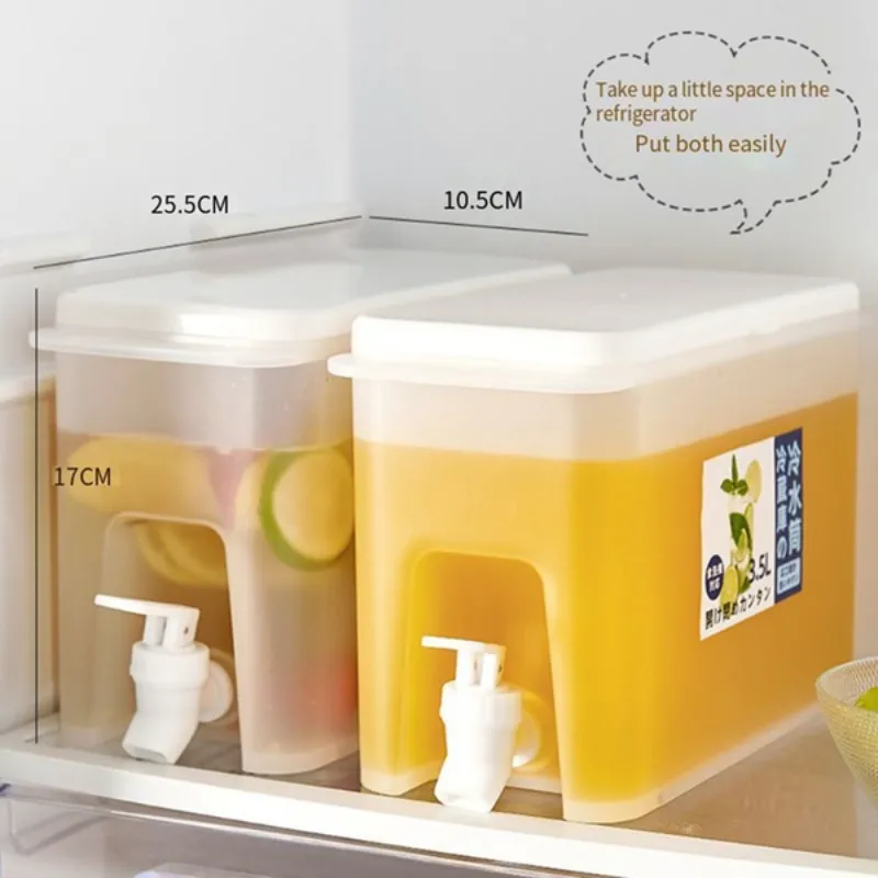 2Pcs Large Capacity Cold Kettle 3.5L Juice Jug Cold Kettle with Faucet In Refrigerator Ice Drink