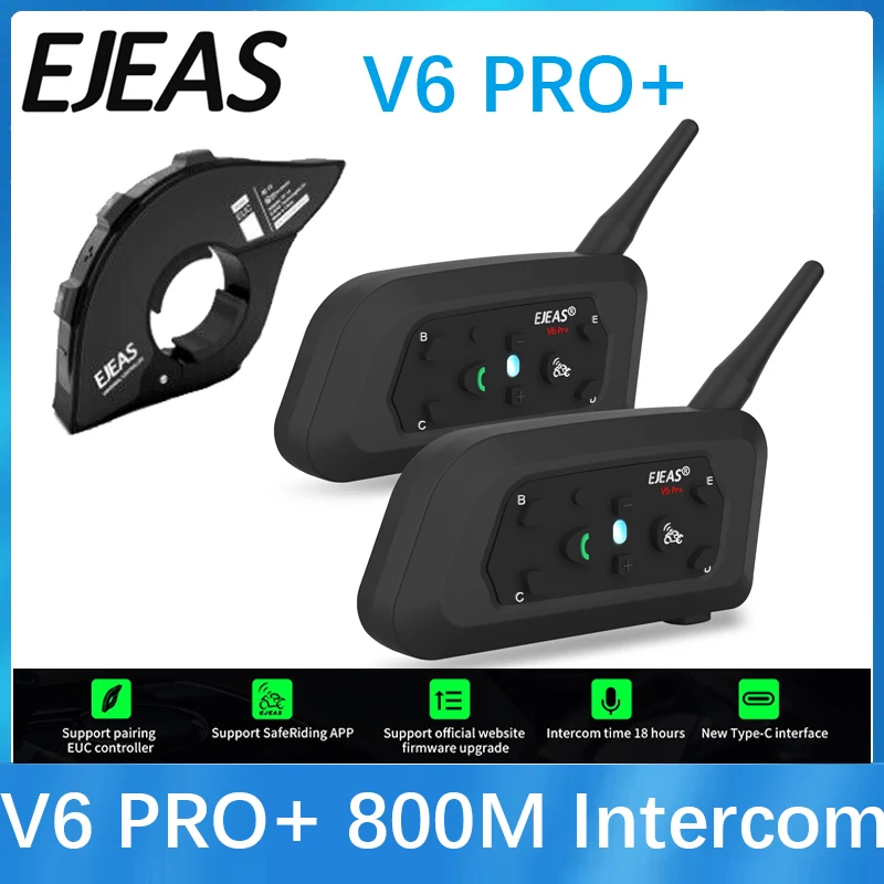 Ejeas v6 pro/plus Motorrad helm Bluetooth Intercom Headset mit 800m bt Inter phone Communicator für