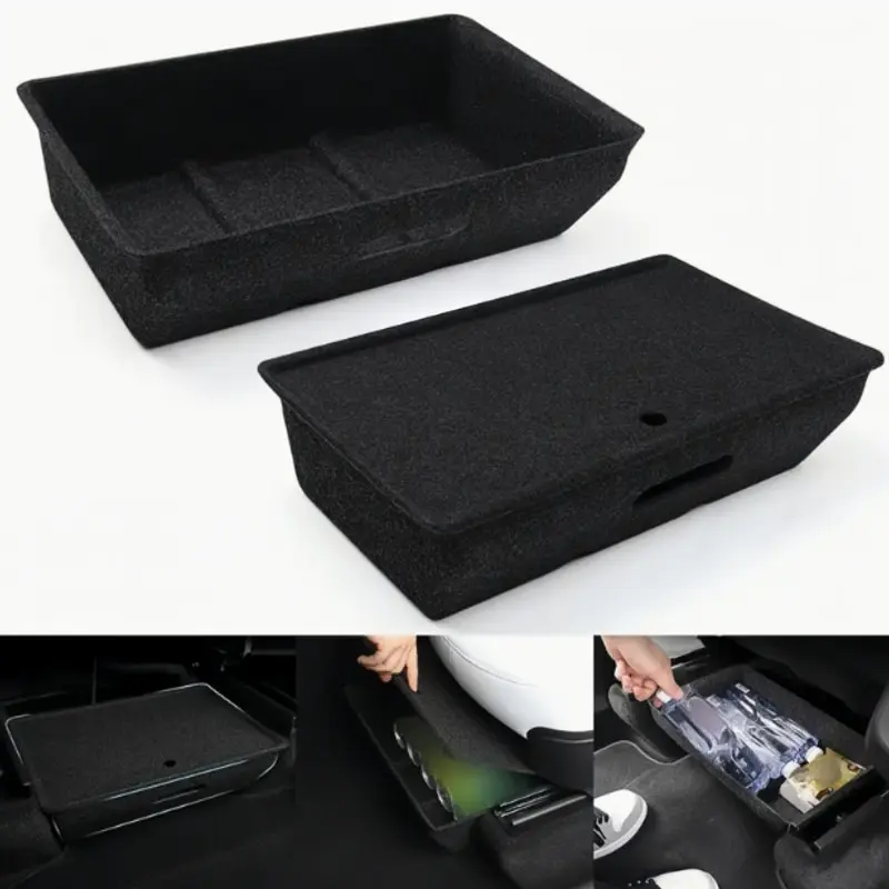 Under Seat Storage Box Suitable for Tesla Model Y Organizer Felt Texture TPE Storage Under the Case