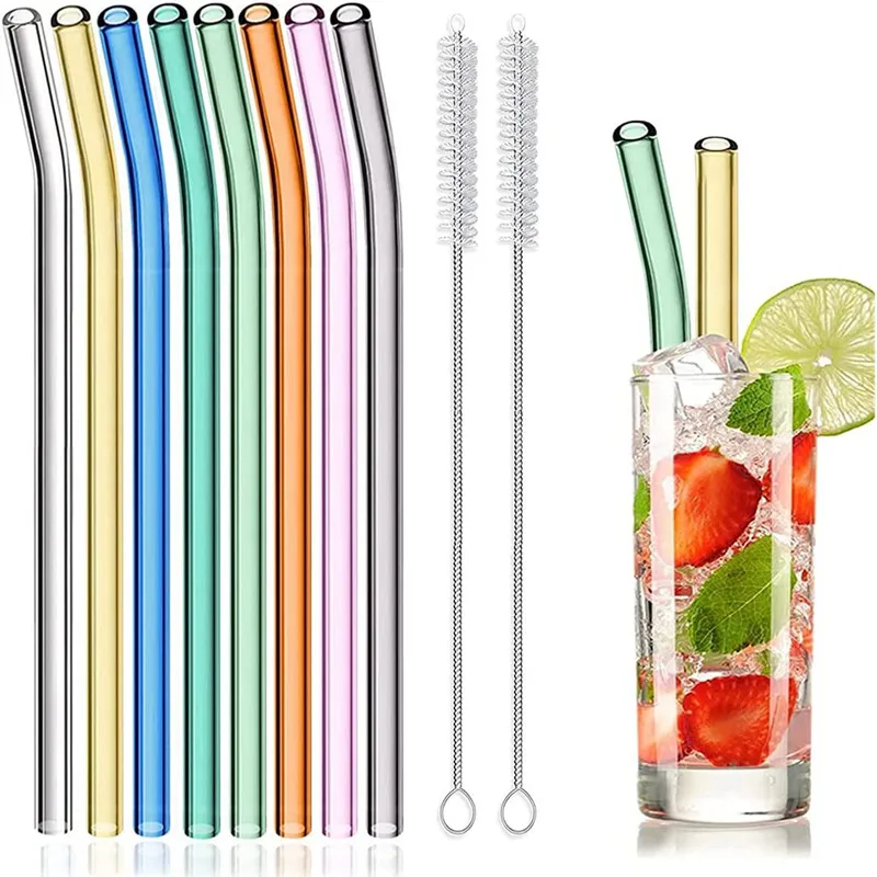Reusable Glass Straws Eco-friendly Drinking Straws for Smoothie Milkshakes Tea Juice Cocktail Straw