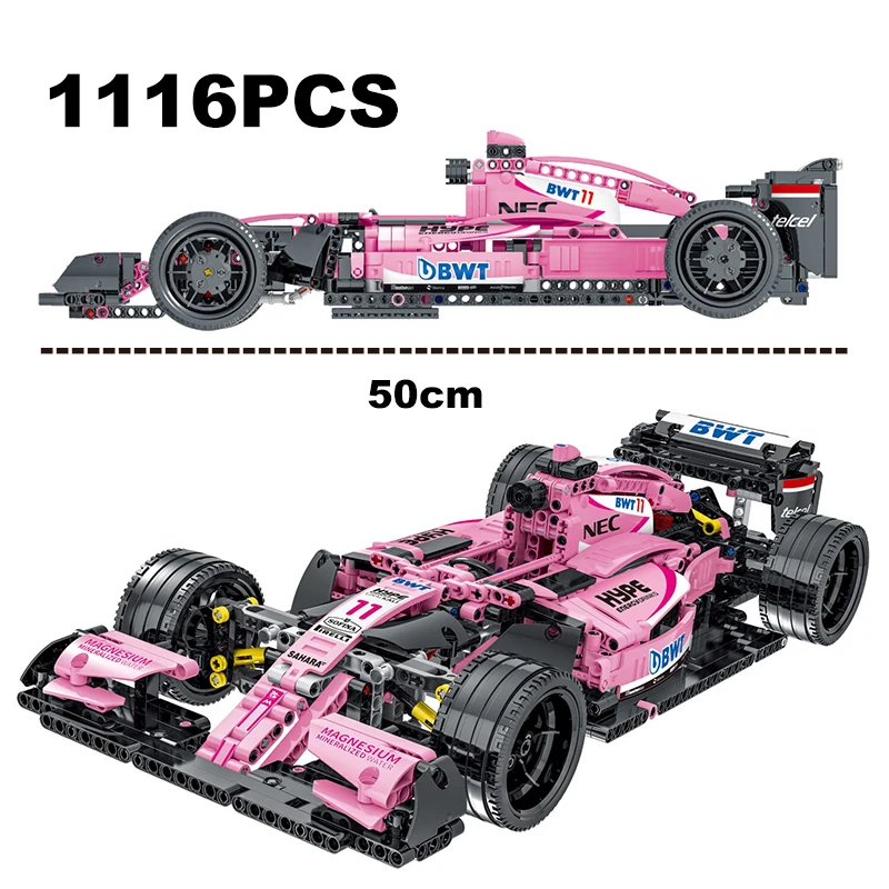 Technische Formel 1 rosa F1 Supersport wagen Rennwagen Modellbau steine Stadt Geschwindigkeit