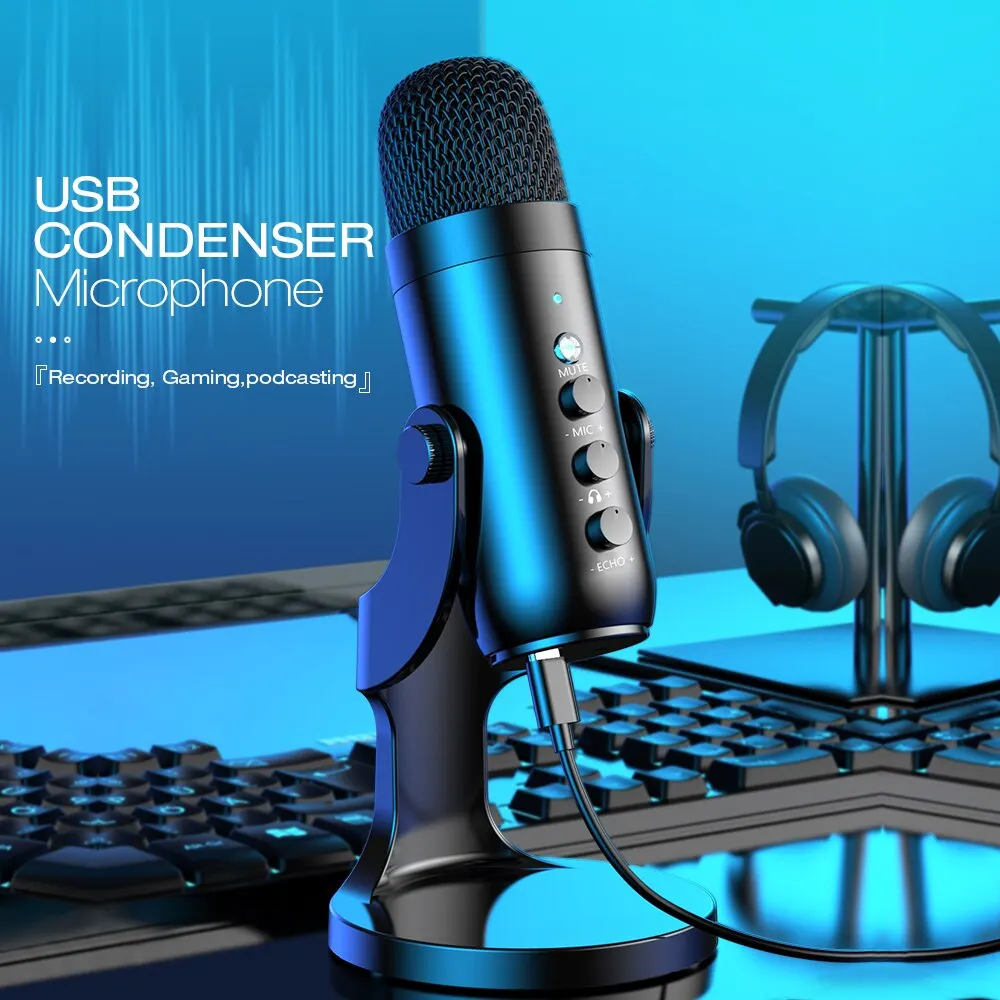 USB Microphone for PC Mac Gaming Recording Streaming Podcasting, Computer Condenser Mic with Phone