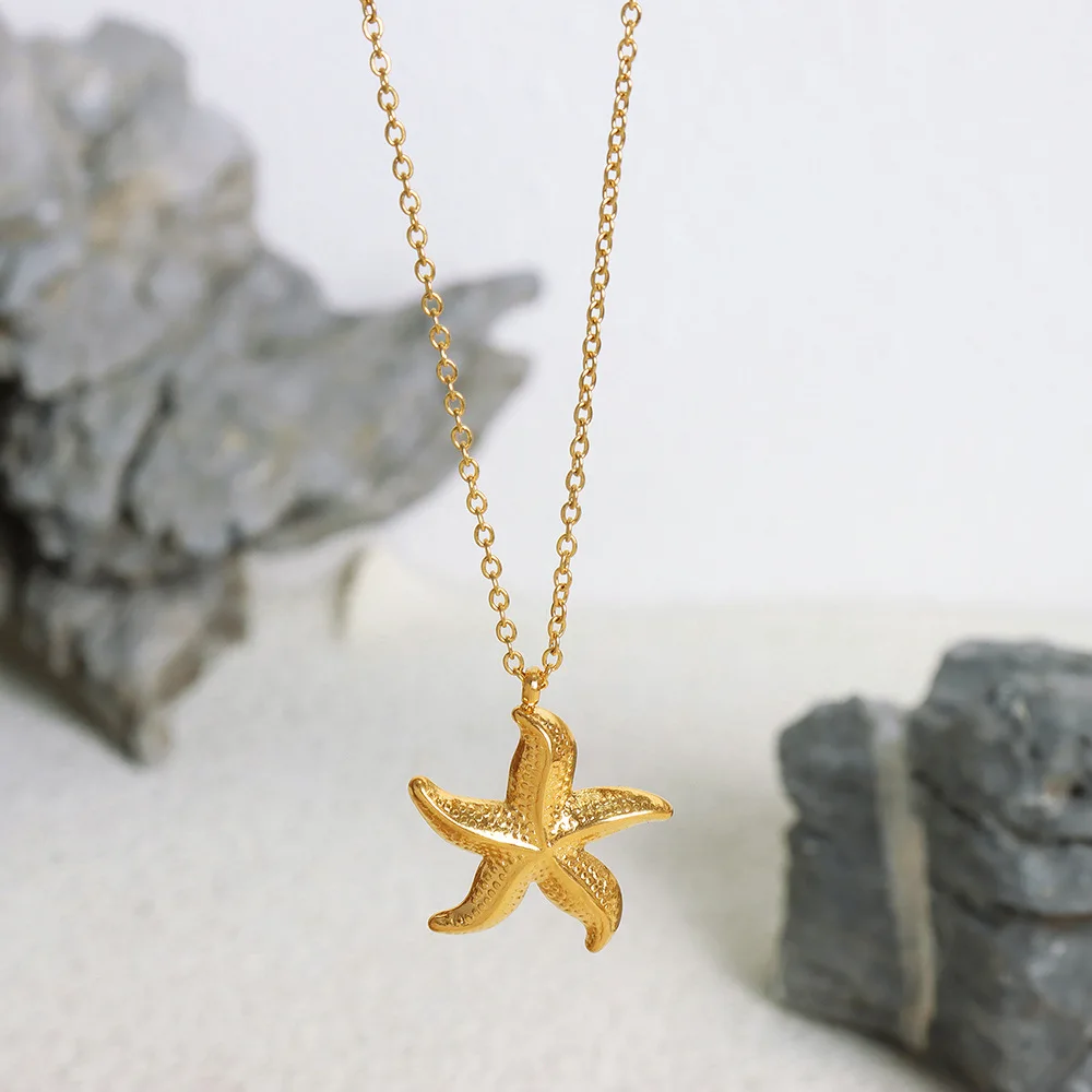 Stainless Steel Star Pendant Necklace for Women Punk Style Gold Plated Jewelry Girl Aesthetic Neck