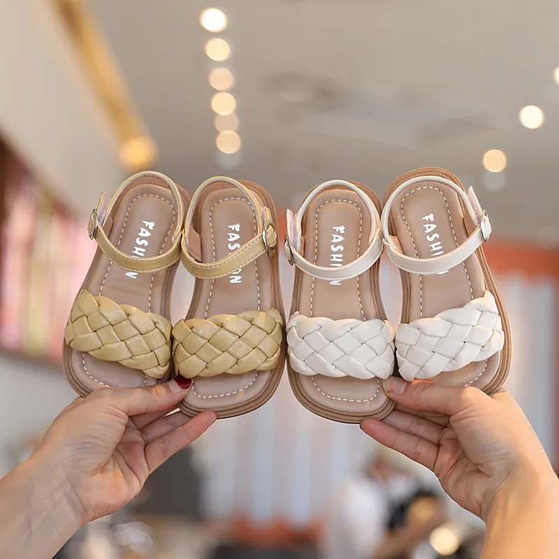 Kids Summer Toddler Flats Little Girls Fashion Beach Sandals Princess Dress Party Weave Soft Sole