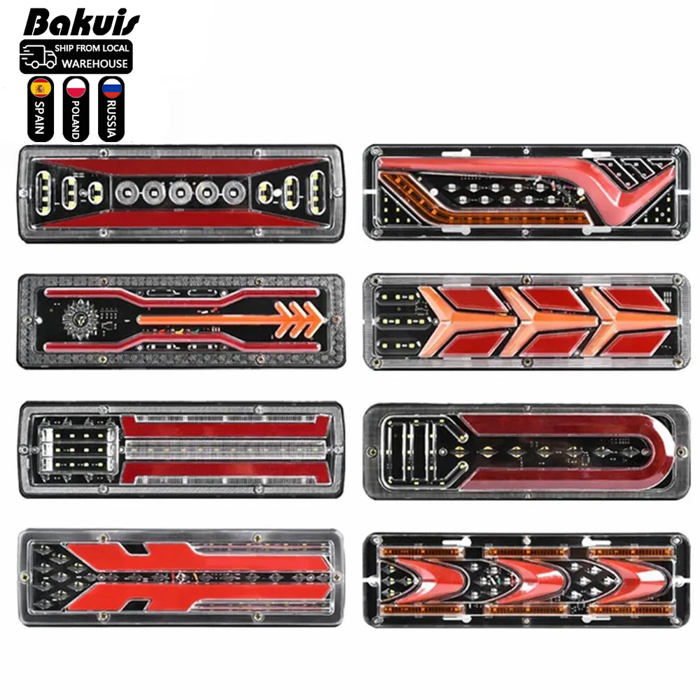 2Pcs Waterproof 12V Trailer Truck LED Rear Taillight Boat RV Caravan Van Flow Steering Brake