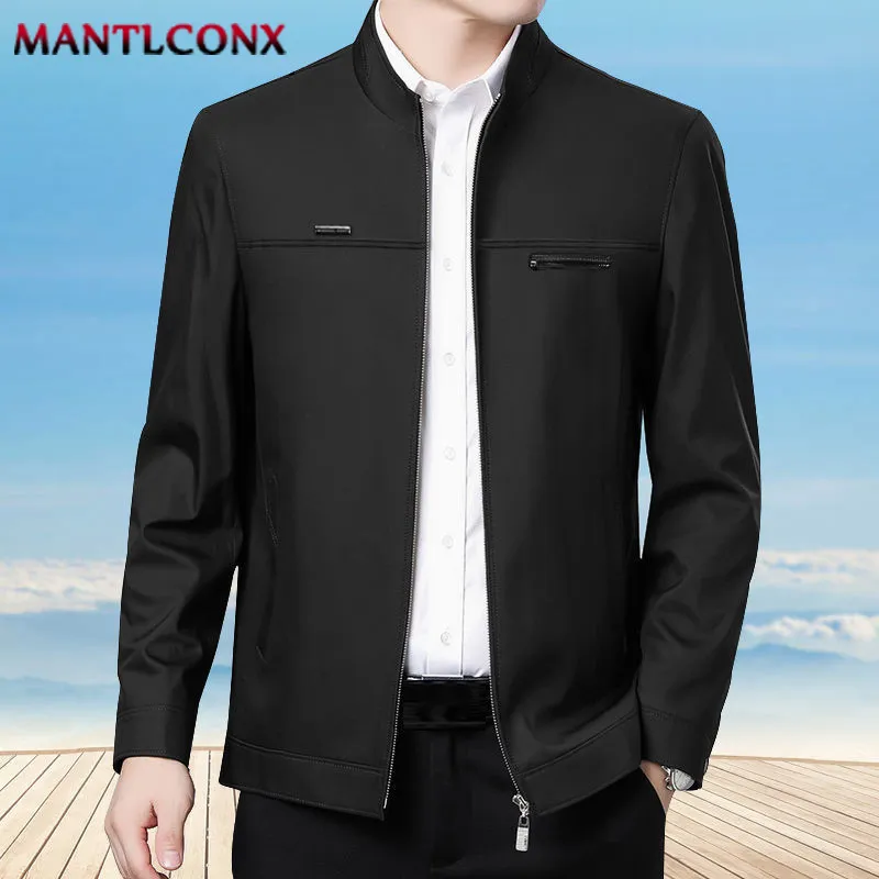 MANTLCONX Newest Solid Business Men's Jacket Male Slim Fit Outerwear Men Zip Up Jacket Men Spring