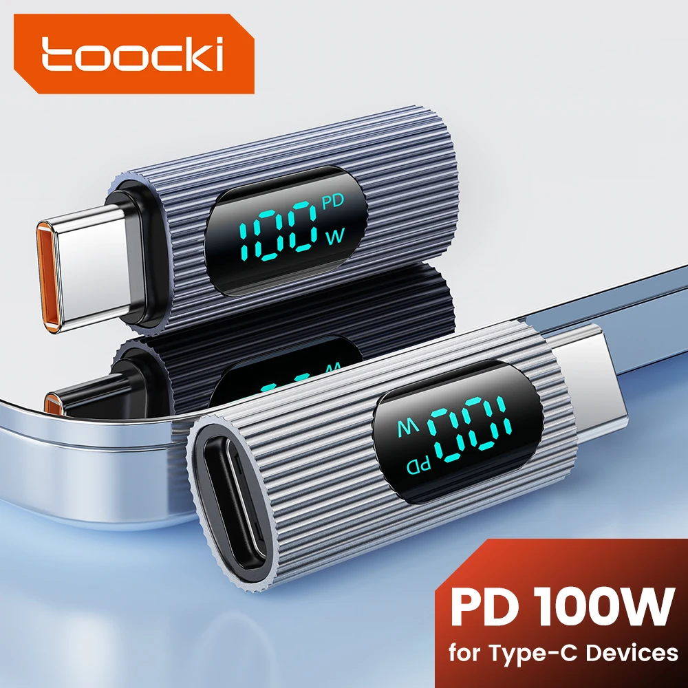 Toocki-USB C OTG Adaptador, Display Digital, 100W de carregamento rápido, USB C Masculino para Tipo