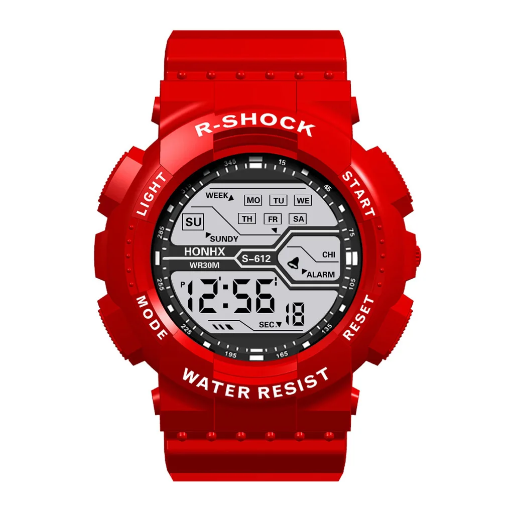 Outdoor Sport Men Watch Multifunction Large Screen LED Electronic Waterproof Luminous Military
