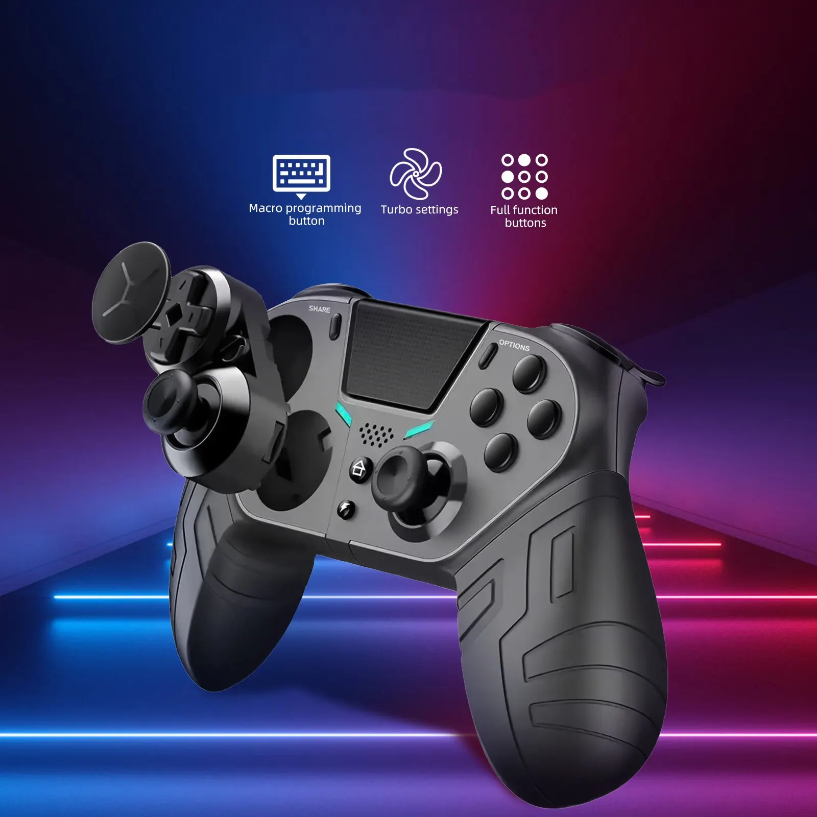 For PS4 Wireless Controller Dual Vibration Bluetooth Gamepad Programmable Turbo Function For PS4