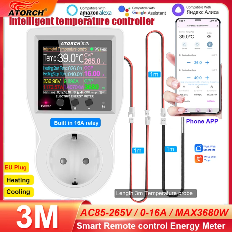 16A AC220V Tuya WIFI Digital Thermostat Socket Incubator Temperature Controller With Timer Switch