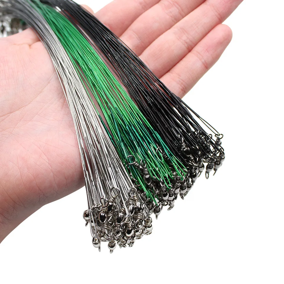 Anti Bite Steel Fishing Line Steel Wire Leader With Swivel Fishing Accessory Lead Core Leash Fishing