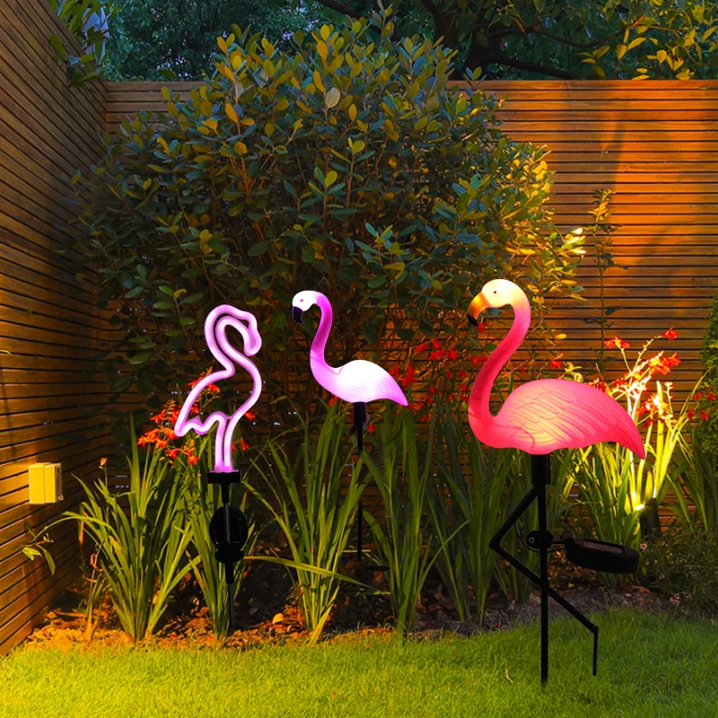 Solar Flamingo Light LED Outdoor Courtyard Lamp Garden Light Waterproof Stake Light Pathway Decor