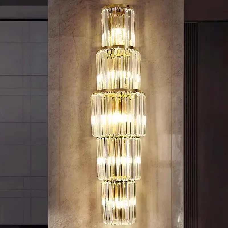 FSS Modern Corridor Crystal Wall Lamp Bedroom Staircase Indoor Lighting Villa Duplex Living Room