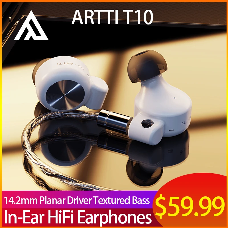 ARTTI T10 In-ear hifi-oortelefoon Bekabelde IEMs-monitoren 14,2 mm vlakke driver Getextureerde bas 0,78 mm 2-pins en 3,5 mm / 4,